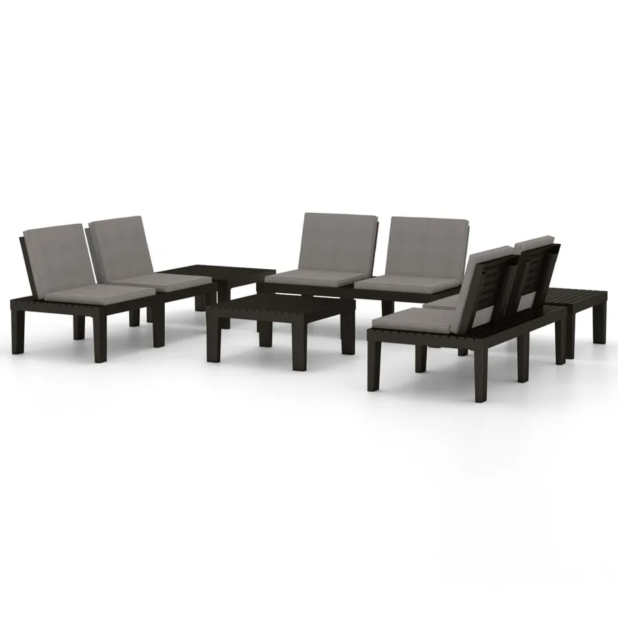 Salon de jardin 6 pcs avec coussins Plastique Gris - 2
