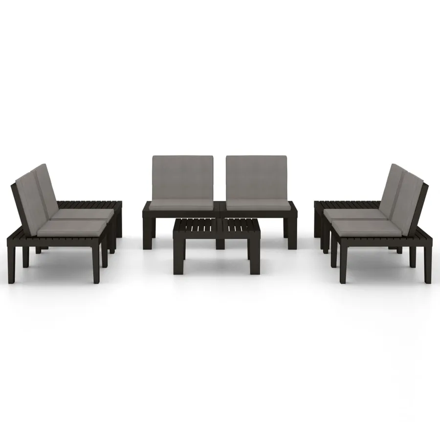 Salon de jardin 6 pcs avec coussins Plastique Gris - 3
