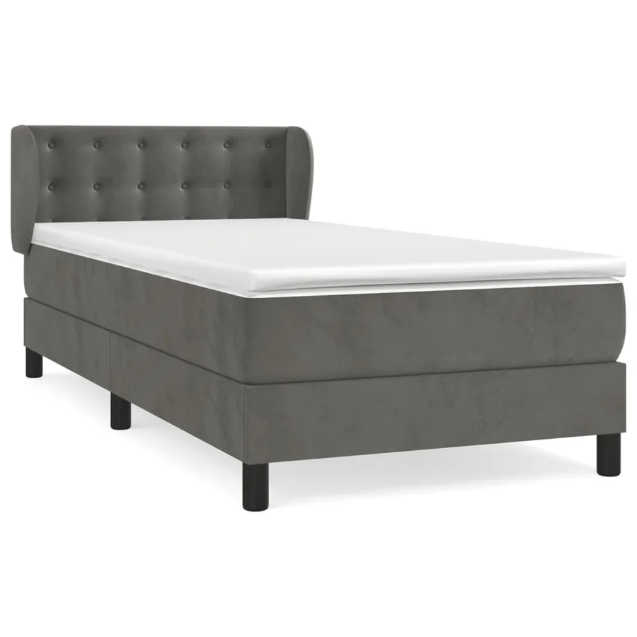 Sommier à lattes de lit et matelas Gris foncé 90x200 cm Velours - 2