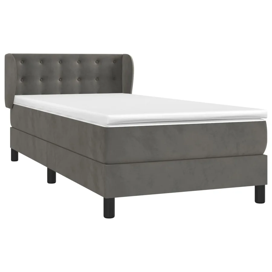 Sommier à lattes de lit et matelas Gris foncé 90x200 cm Velours - 3
