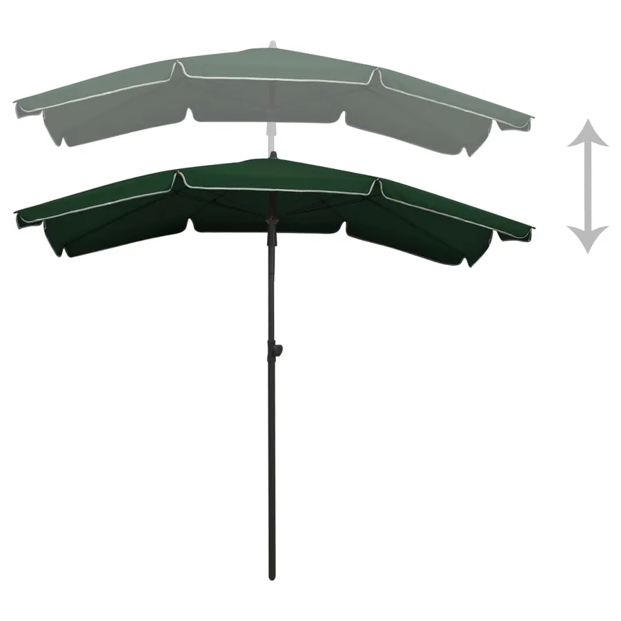 Parasol de jardin avec mât 200x130 cm vert - 4