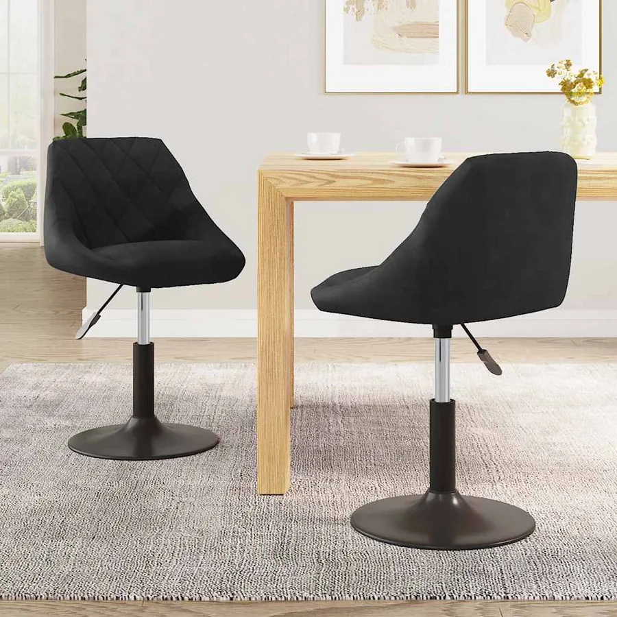 Chaises pivotantes à manger lot de 2 Noir Velours