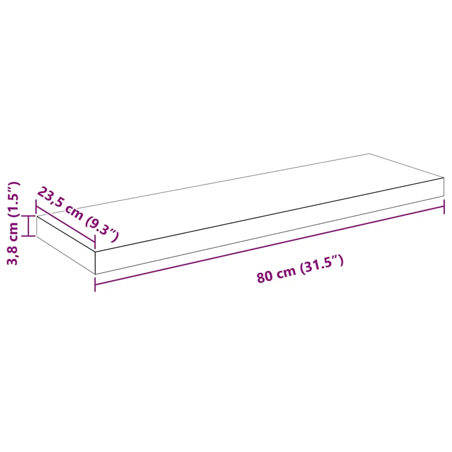 Étagère murale flottante Blanc brillant 80x23,5x3,8 cm MDF - 14