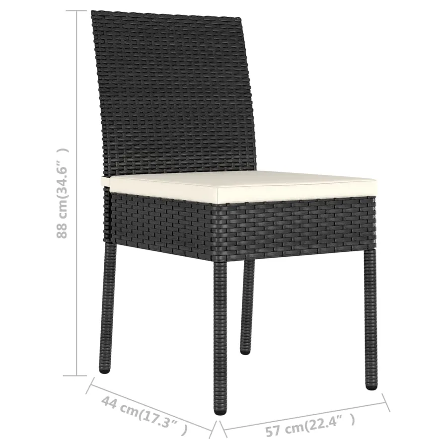 Chaises à manger de jardin lot de 2 Résine tressée Noir - 6