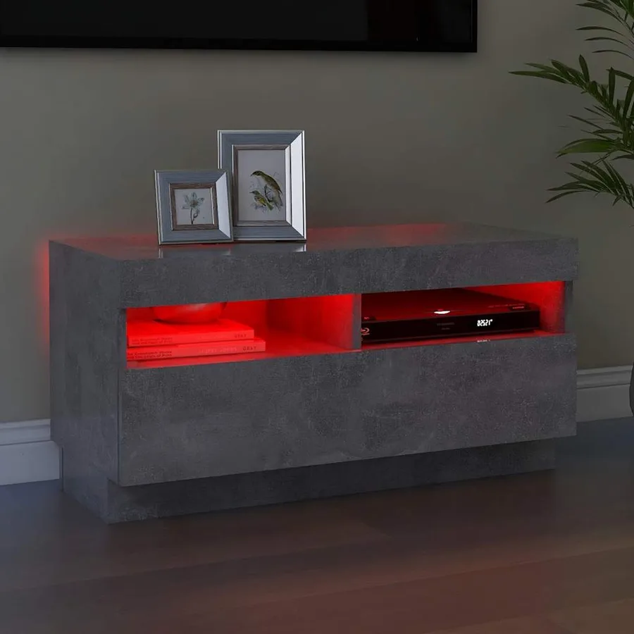 Meuble TV avec lumières LED gris béton 80x35x40 cm - 3