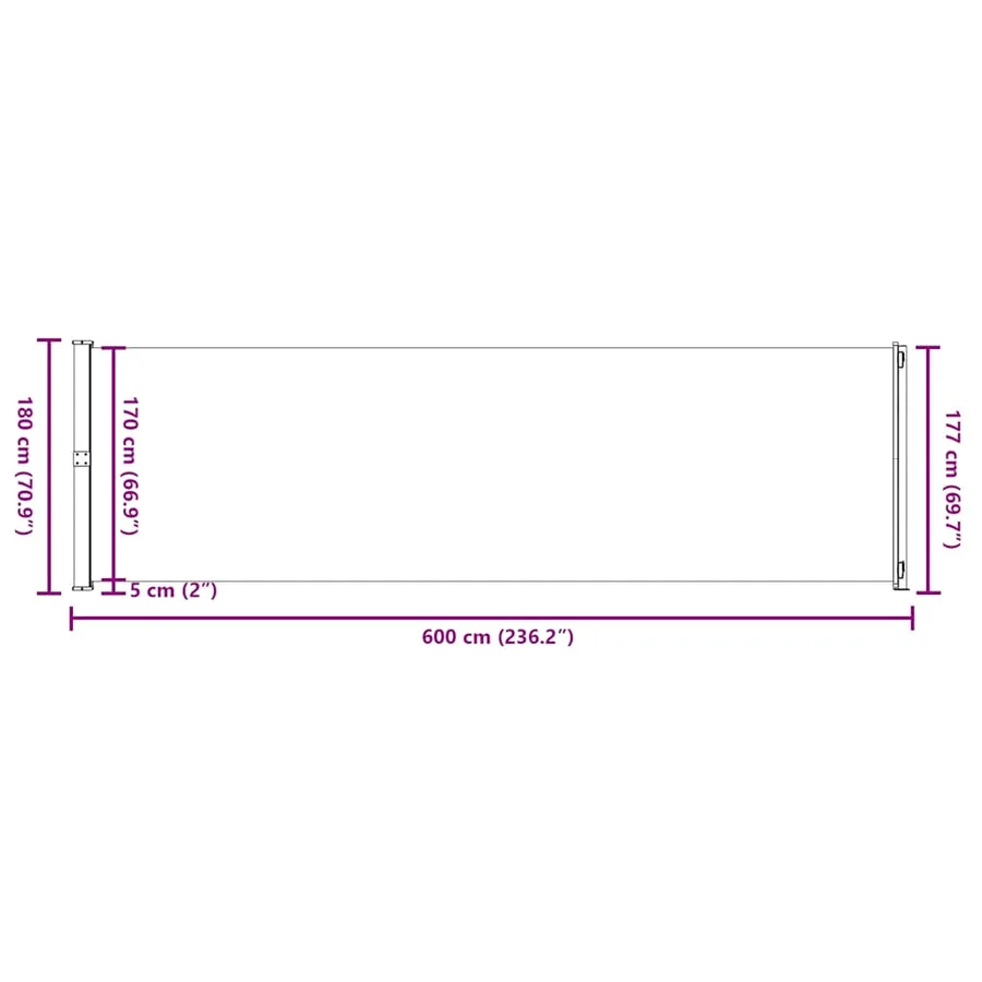 Auvent latéral rétractable de patio 180x600 cm Marron - 11