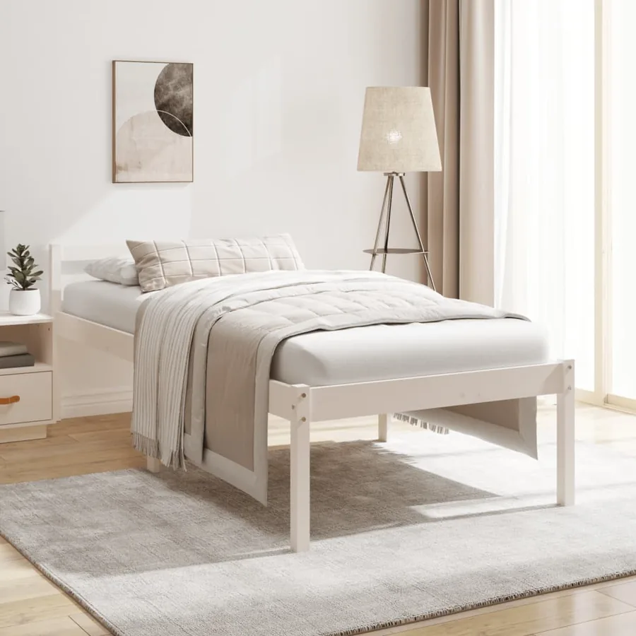Lit pour personne âgée sans matelas blanc 75x190 cm