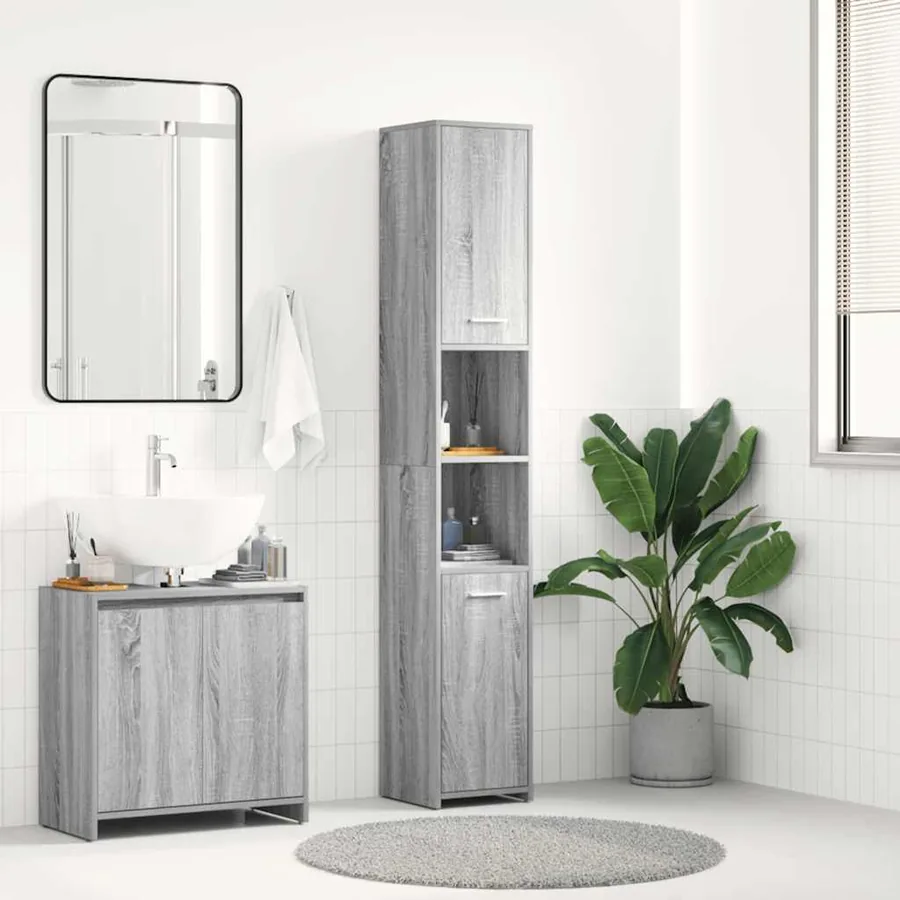Armoire de bain Sonoma gris 30x30x183,5 cm Bois d'ingénierie