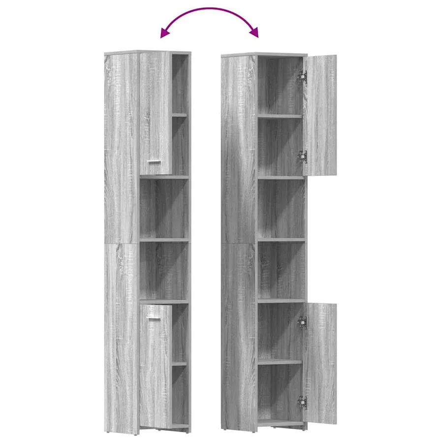 Armoire de bain Sonoma gris 30x30x183,5 cm Bois d'ingénierie - 10