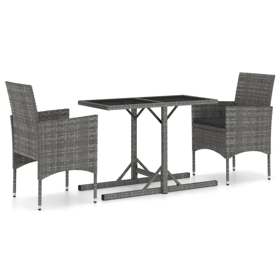 Ensemble à manger de jardin 3 pcs Gris - 2