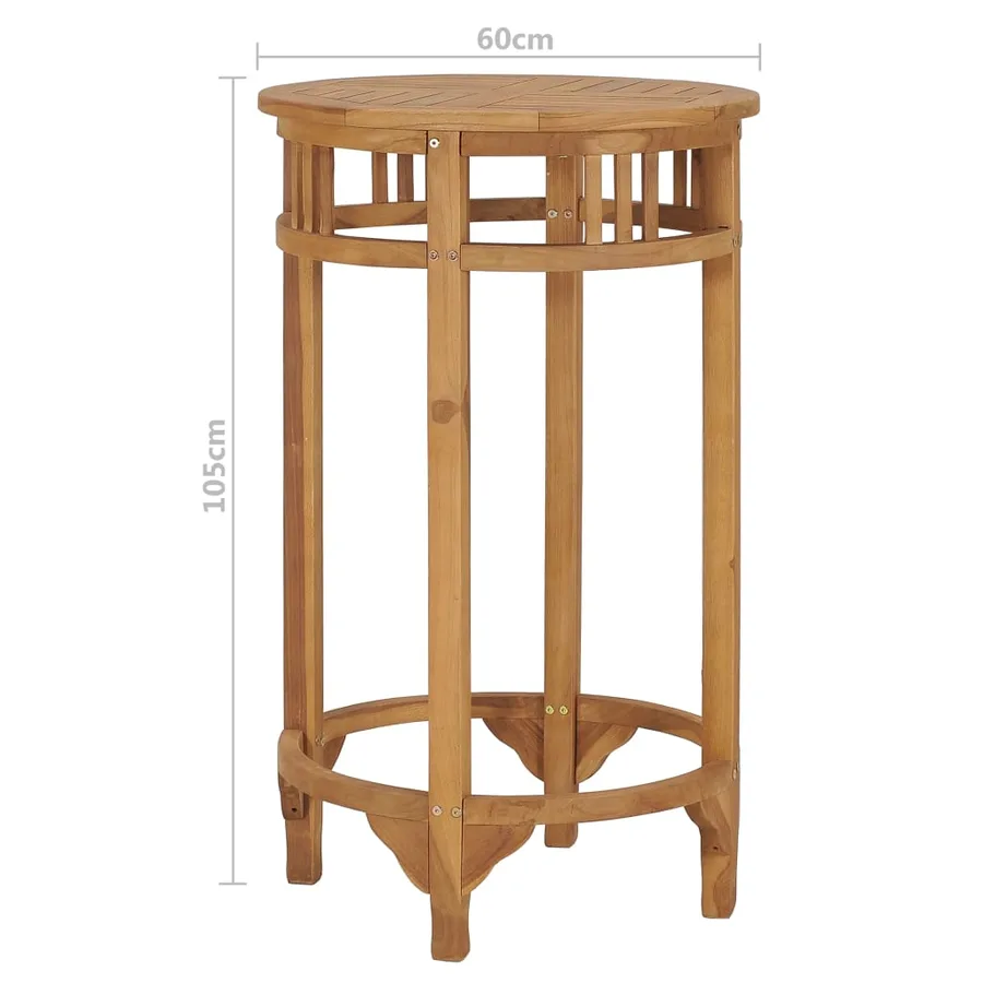 Table de bar Ø 60 cm Bois de teck solide - 6