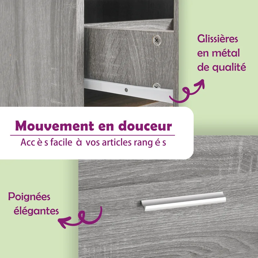 Buffet Sonoma gris 80x36x75 cm Bois d'ingénierie - 11