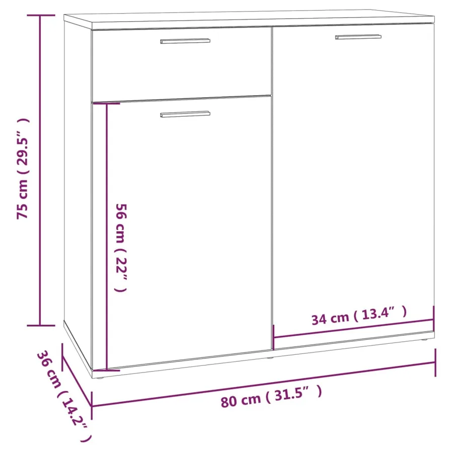 Buffet Sonoma gris 80x36x75 cm Bois d'ingénierie - 9