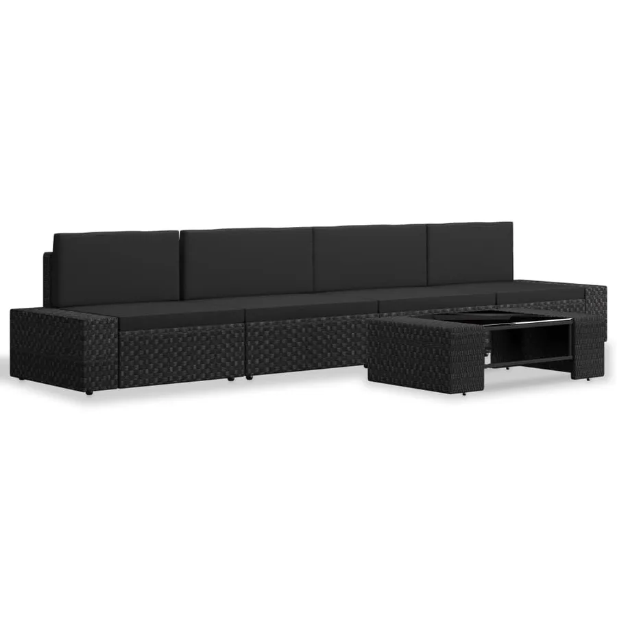 Salon de jardin 5 pcs Résine tressée Noir - 2