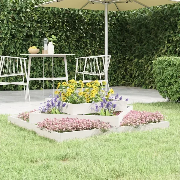 Jardinière Blanc 112x112x27 cm Bois massif de pin
