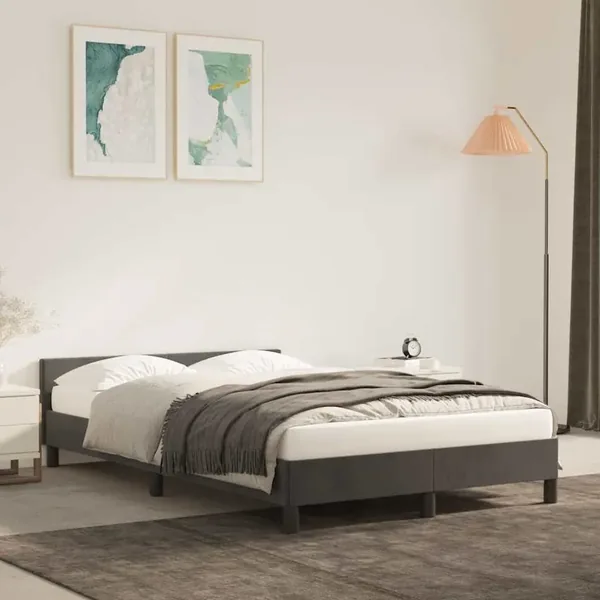 Cadre de lit sans matelas gris foncé 120x200 cm velours