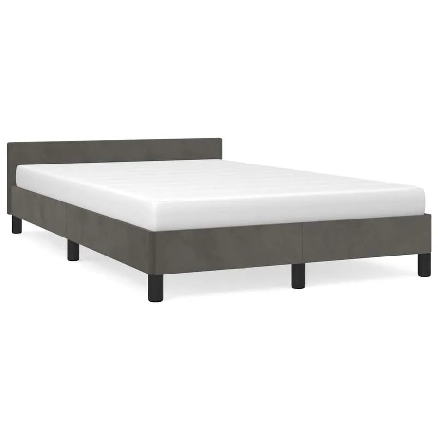 Cadre de lit sans matelas gris foncé 120x200 cm velours - 2