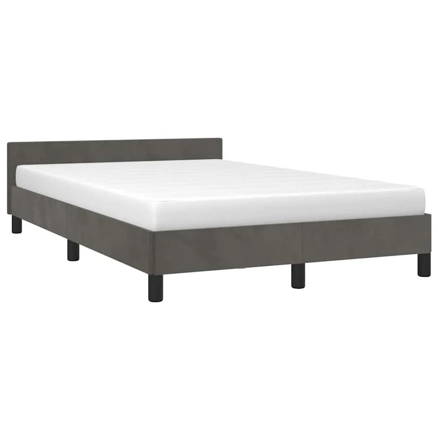 Cadre de lit sans matelas gris foncé 120x200 cm velours - 3