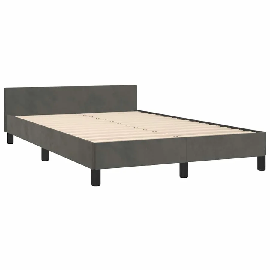 Cadre de lit sans matelas gris foncé 120x200 cm velours - 4