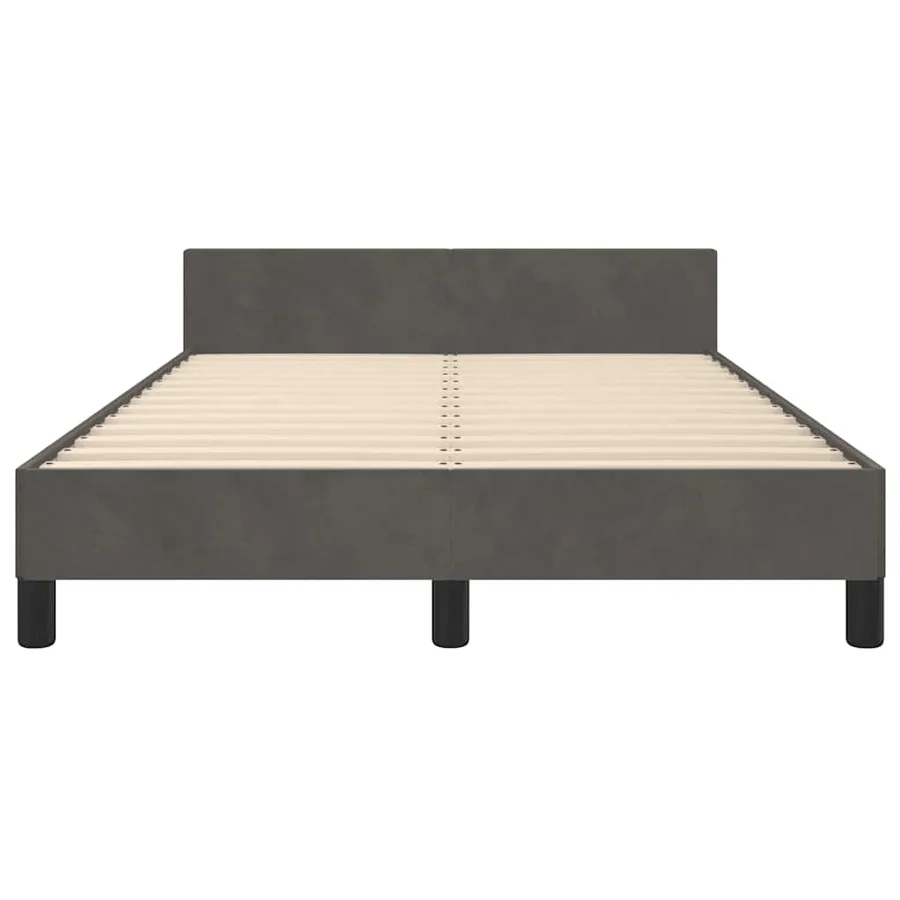 Cadre de lit sans matelas gris foncé 120x200 cm velours - 5