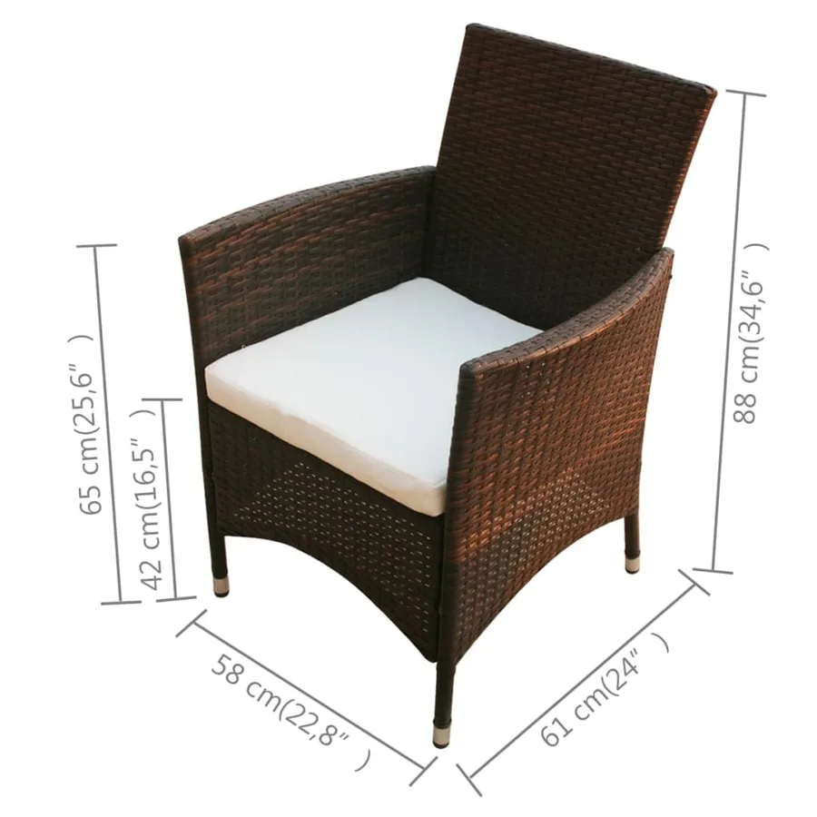 Ensemble à manger d'extérieur 5pcs avec coussins Résine tressée - 11