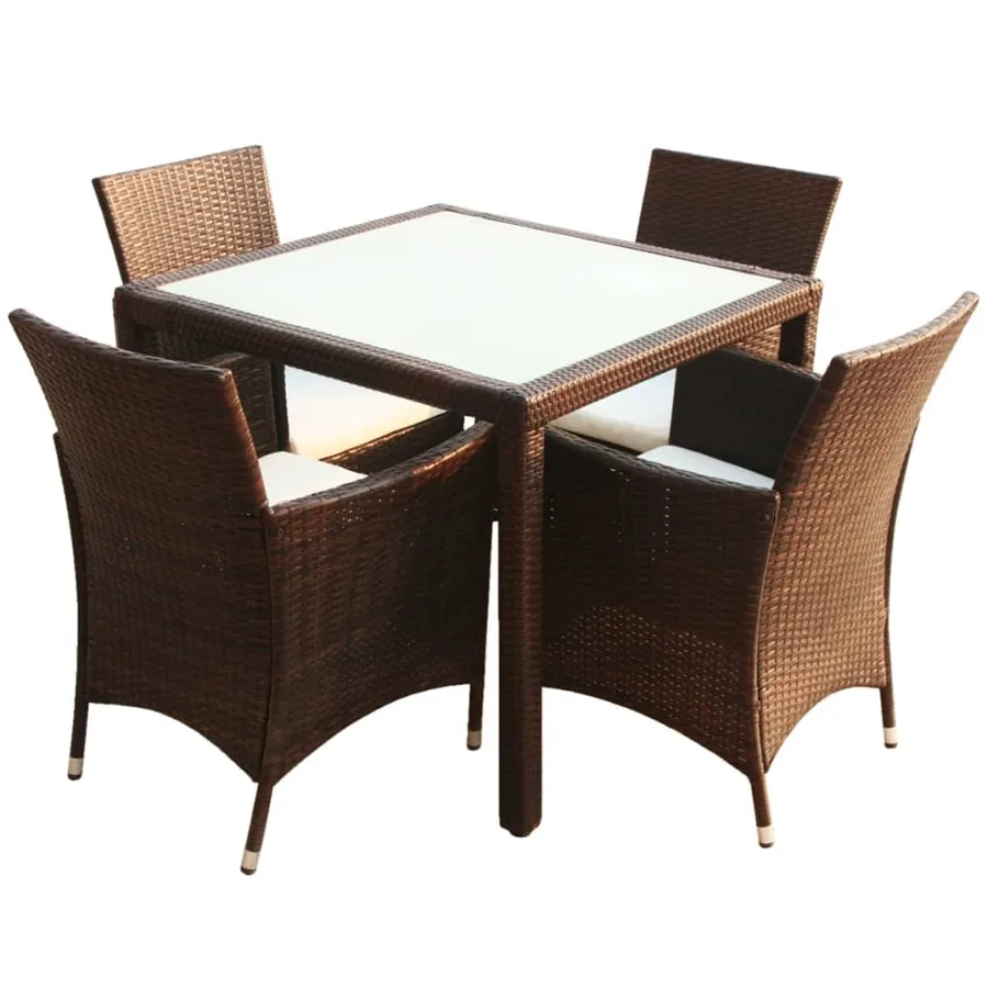 Ensemble à manger d'extérieur 5pcs avec coussins Résine tressée - 2