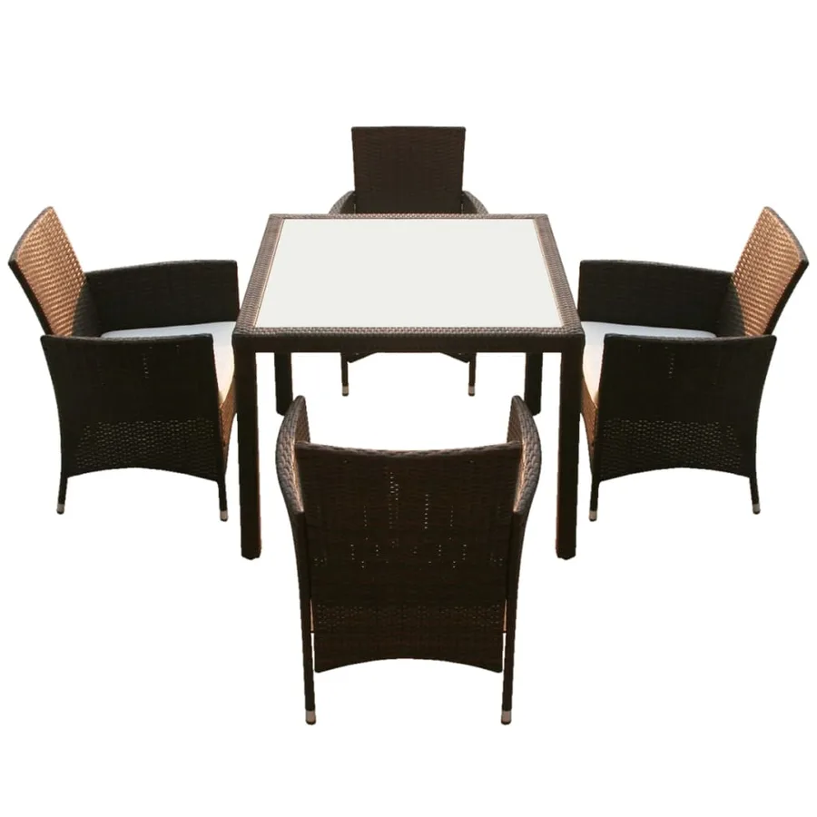 Ensemble à manger d'extérieur 5pcs avec coussins Résine tressée - 3