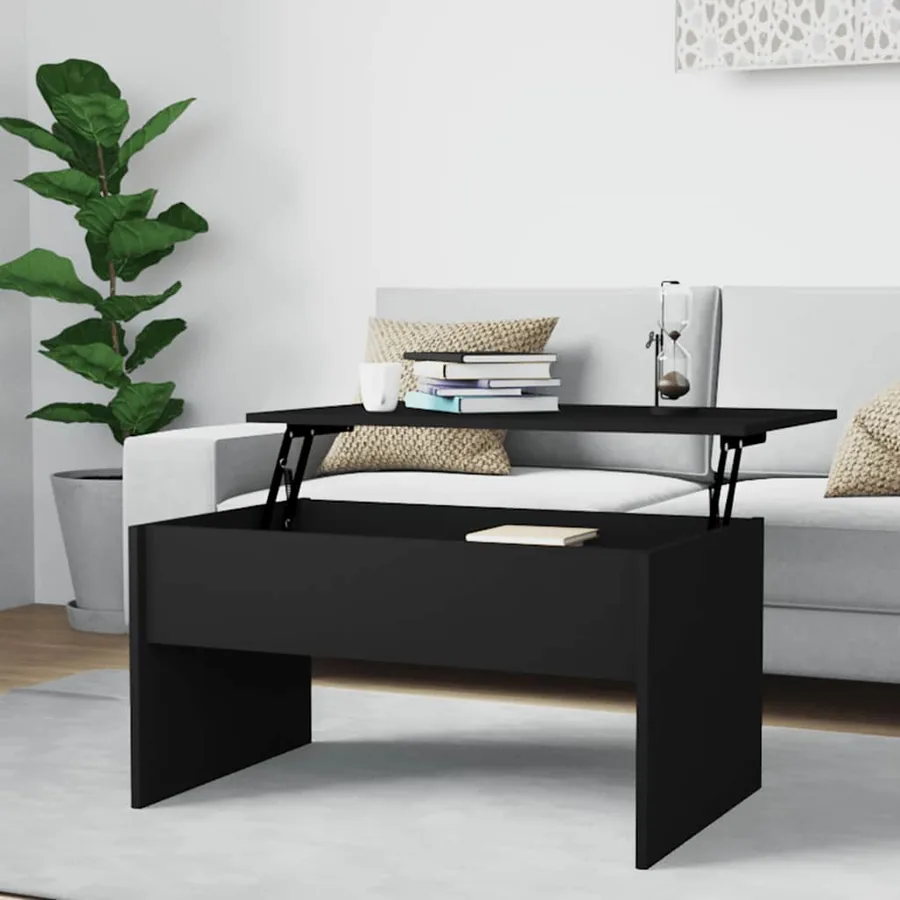 Table basse noir 80x50,5x41,5 cm bois d'ingénierie