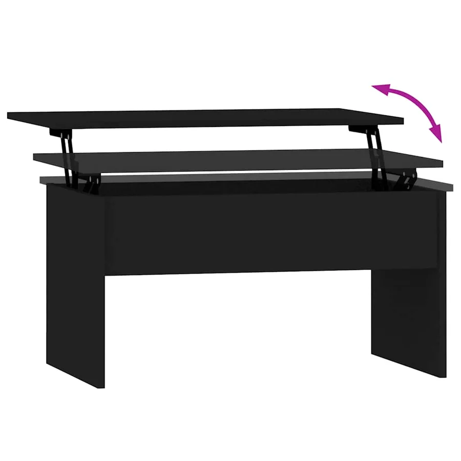 Table basse noir 80x50,5x41,5 cm bois d'ingénierie - 6