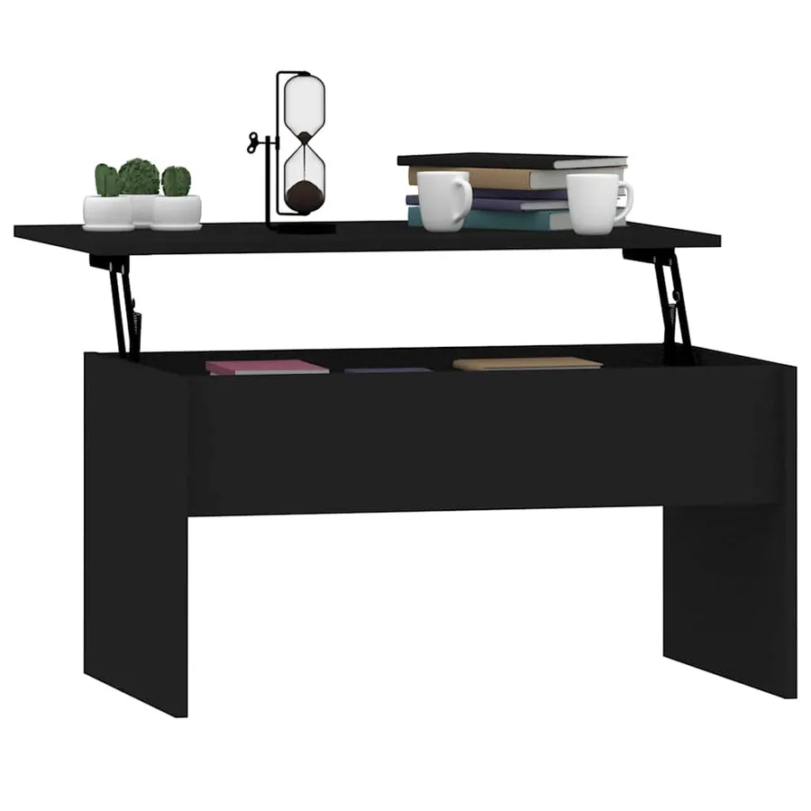 Table basse noir 80x50,5x41,5 cm bois d'ingénierie - 7