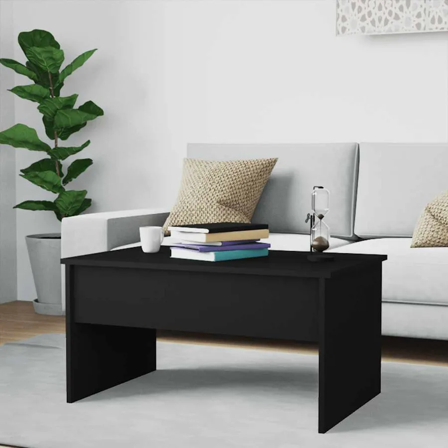 Table basse noir 80x50,5x41,5 cm bois d'ingénierie - 8