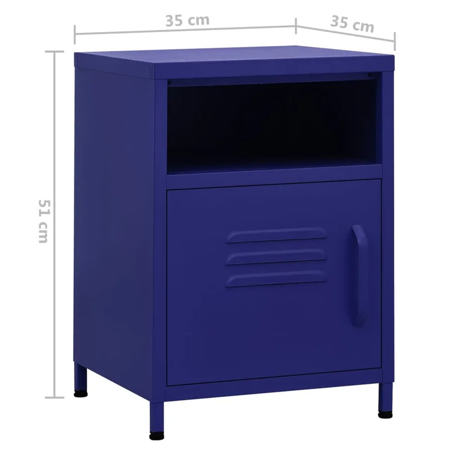 Table de chevet Bleu marine 35x35x51 cm Acier - 9