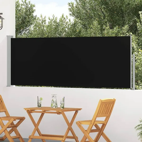 Auvent latéral rétractable de patio 100x300 cm Noir