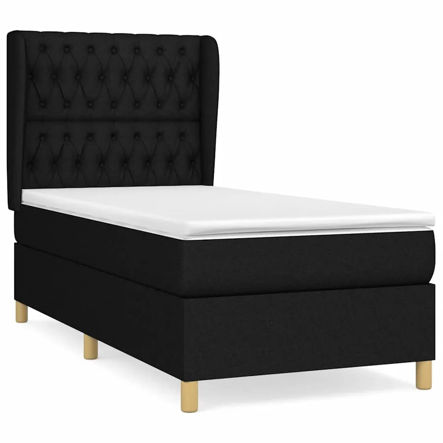 Sommier à lattes de lit avec matelas Noir 100x200 cm Tissu - 2
