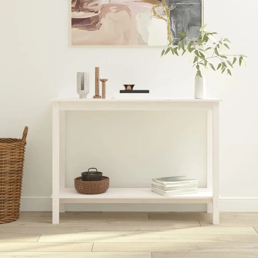 Table console Blanc 110x40x80 cm Bois massif de pin
