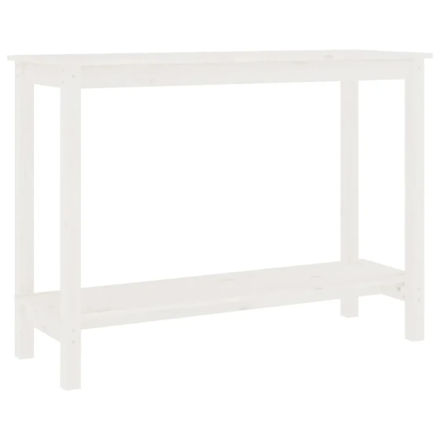 Table console Blanc 110x40x80 cm Bois massif de pin - 2