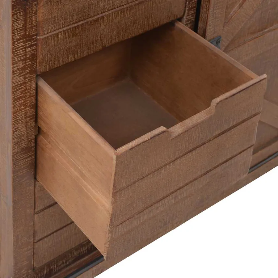 Armoire de rangement Bois de sapin massif 64x33,5x75 cm Marron - 10