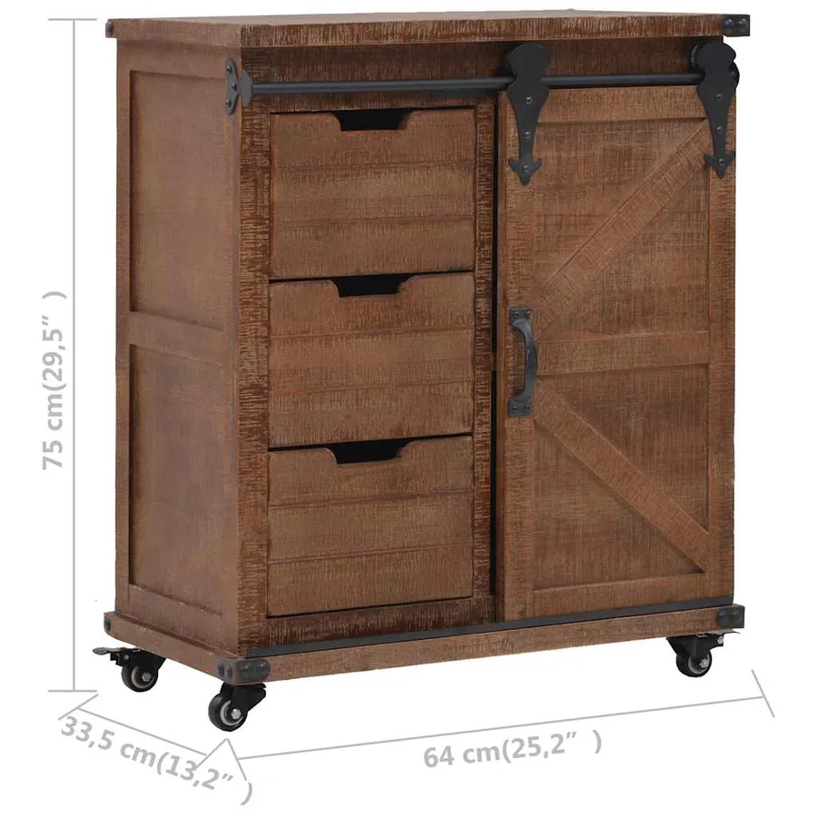 Armoire de rangement Bois de sapin massif 64x33,5x75 cm Marron - 12