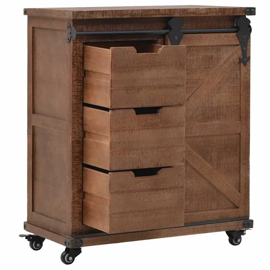 Armoire de rangement Bois de sapin massif 64x33,5x75 cm Marron - 4