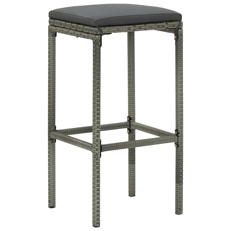 Tabourets de bar avec coussins lot de 2 gris résine tressée - 2