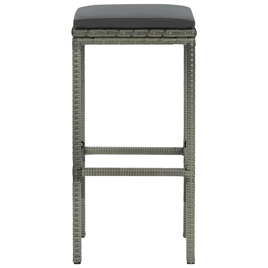 Tabourets de bar avec coussins lot de 2 gris résine tressée - 5