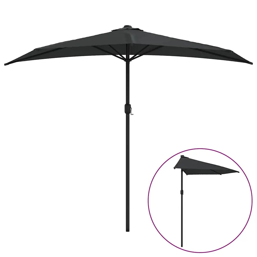 Parasol de balcon avec mât en aluminium Noir 270x144x222cm Demi - 2