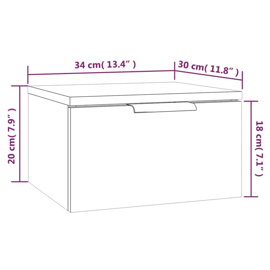 Tables de chevet murales 2 pcs Gris béton 34x30x20 cm - 12
