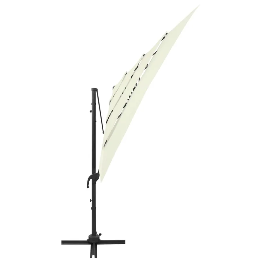 Parasol de jardin à 4 niveaux avec mât en aluminium sable - 2