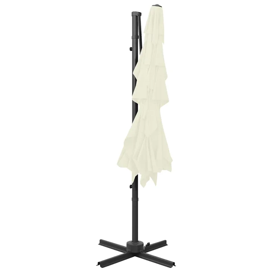 Parasol de jardin à 4 niveaux avec mât en aluminium sable - 3