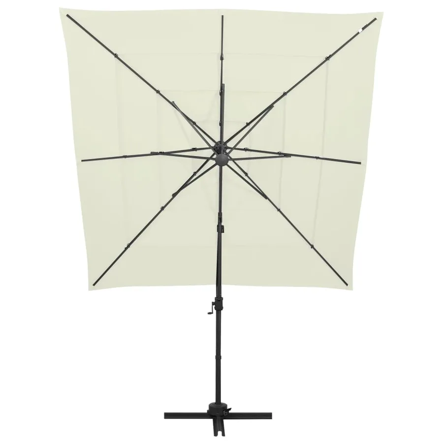 Parasol de jardin à 4 niveaux avec mât en aluminium sable - 5