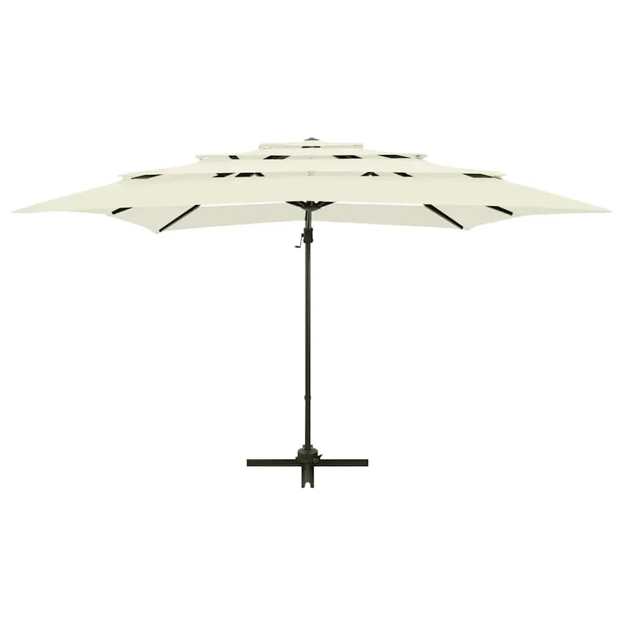 Parasol de jardin à 4 niveaux avec mât en aluminium sable - 6