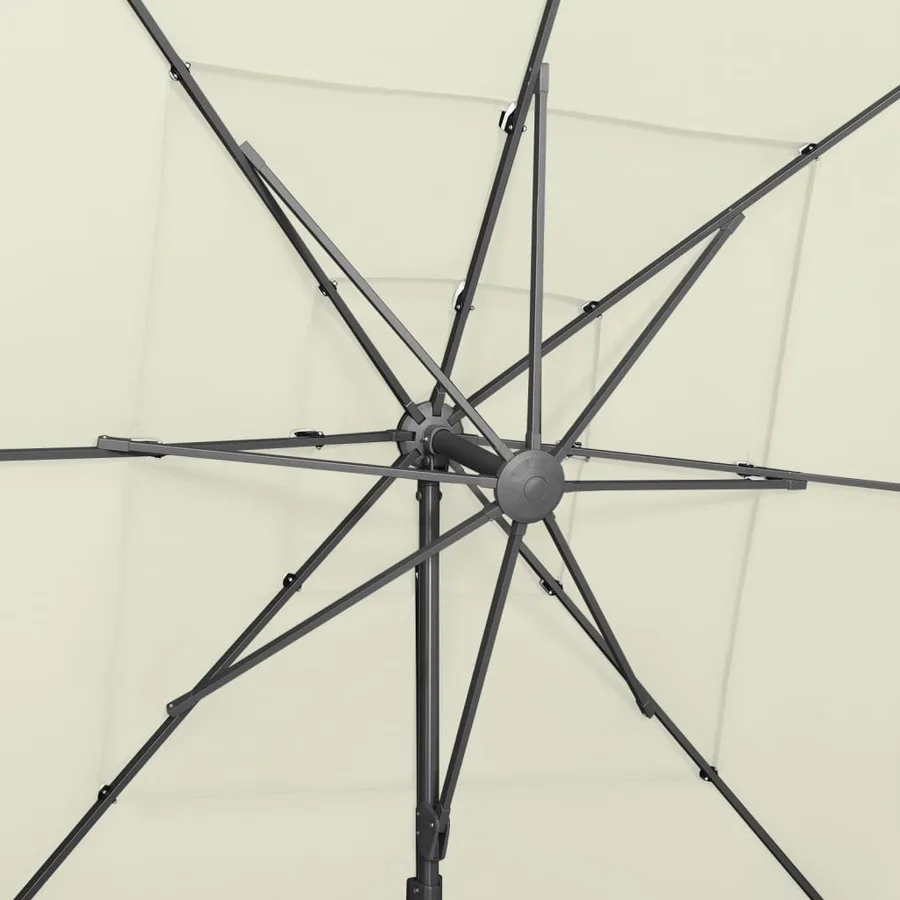 Parasol de jardin à 4 niveaux avec mât en aluminium sable - 7