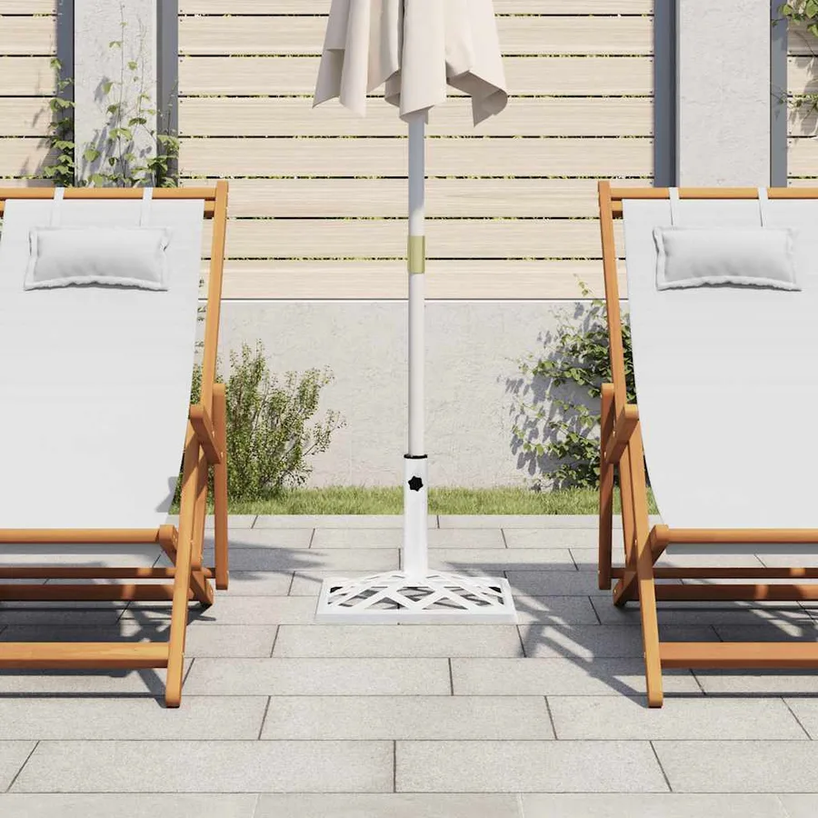 Socle de parasol Blanc 44x44x31 cm Fonte - 3
