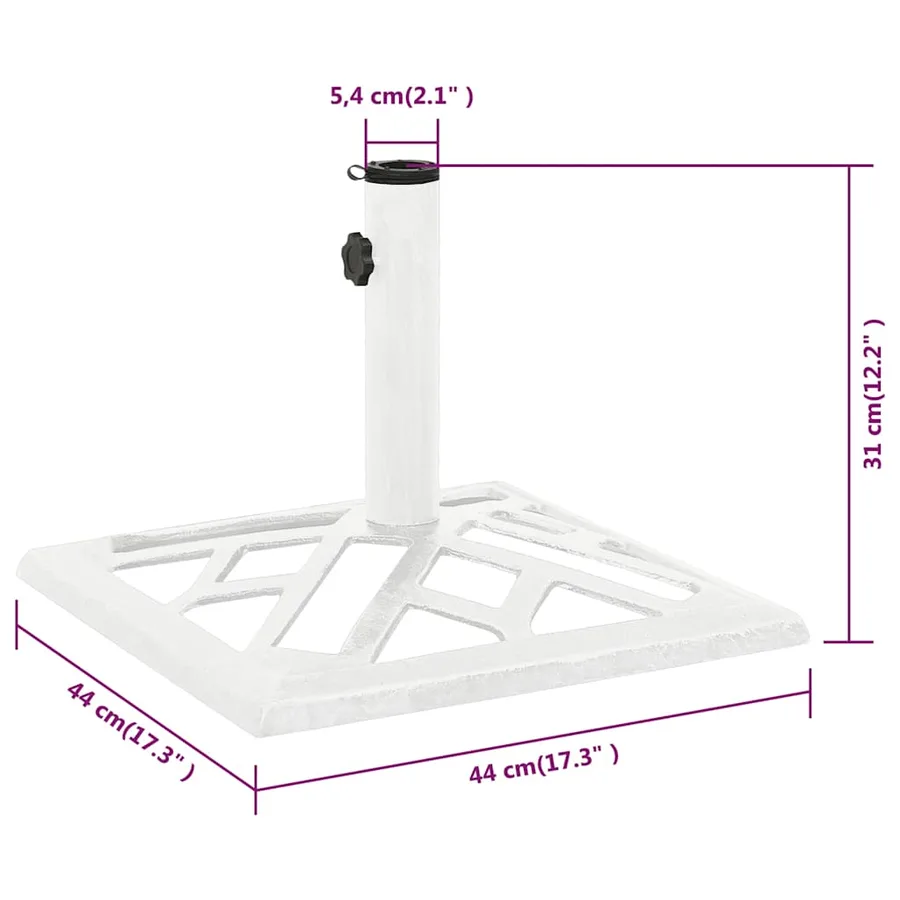 Socle de parasol Blanc 44x44x31 cm Fonte - 9